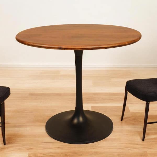 Brown Wood 36 in. Pedestal Dining Table Seats 4