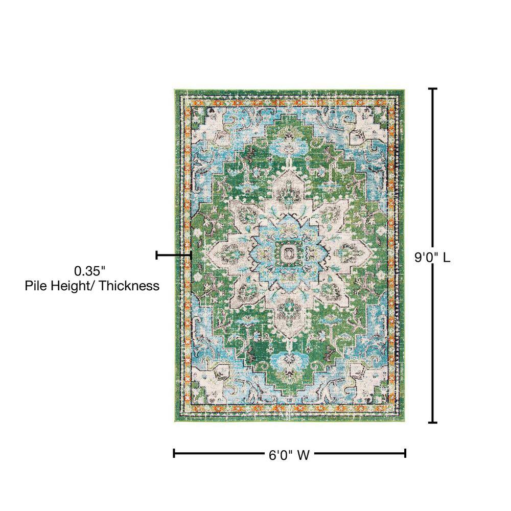 Madison 6' x 9' Green Turquoise Synthetic Area Rug