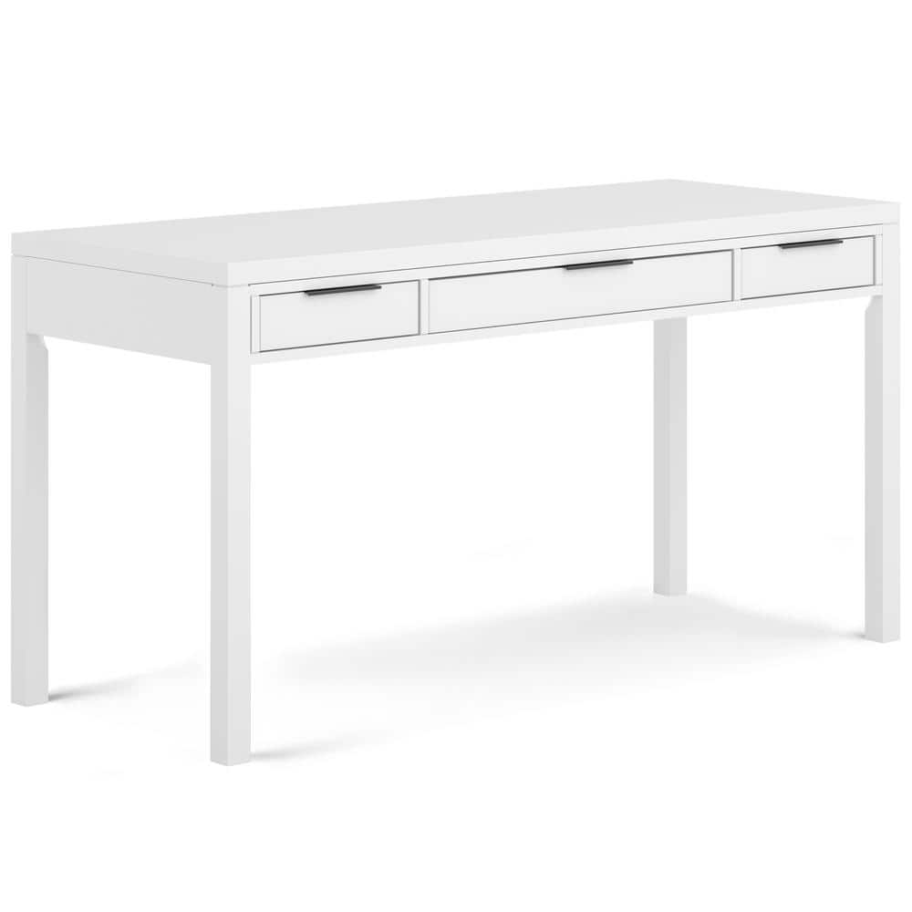 Hollander 60" White Solid Wood Desk with Drawers and Keyboard Tray