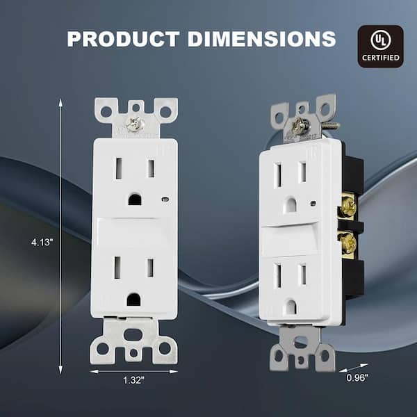 SOZULAMP Wall Receptacle Outlet With Night Light – 15A Tamper-Resistant TR Socket, Built-in Warm White LED, Dusk-to-Dawn Sensor, Easy Install, 4-Pack (White)
