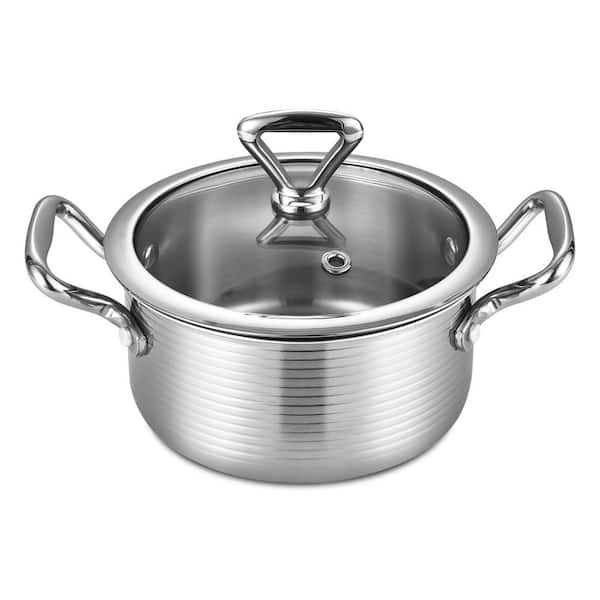 1-Piece 10 in. Tri-PLy Stainless Steel Saute Pan with Lid Induction Compatible Braiser 4 qt. Dishwasher Oven Safe