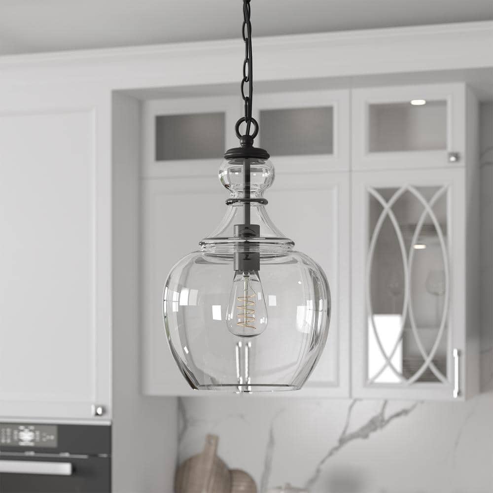 Coastal Beach Cottage 11" Brass and Clear Glass Pendant Light