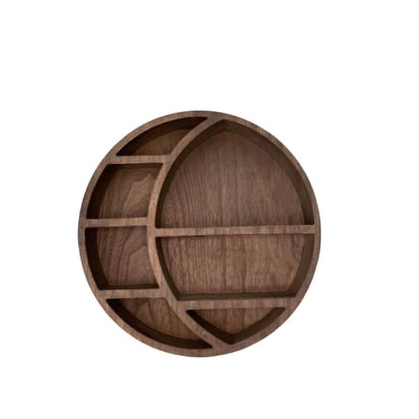 14 in. W x 3.5 in. D Brown Wooden Crescent Moon Floating Shelves Decorative Wall Shelf