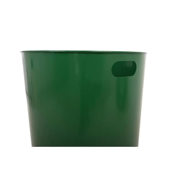 Alpine Industries Metal Outdoor Trash Can with Rain Bonnet Lid 38-Gallon Black/Green (479-38-1-grn)