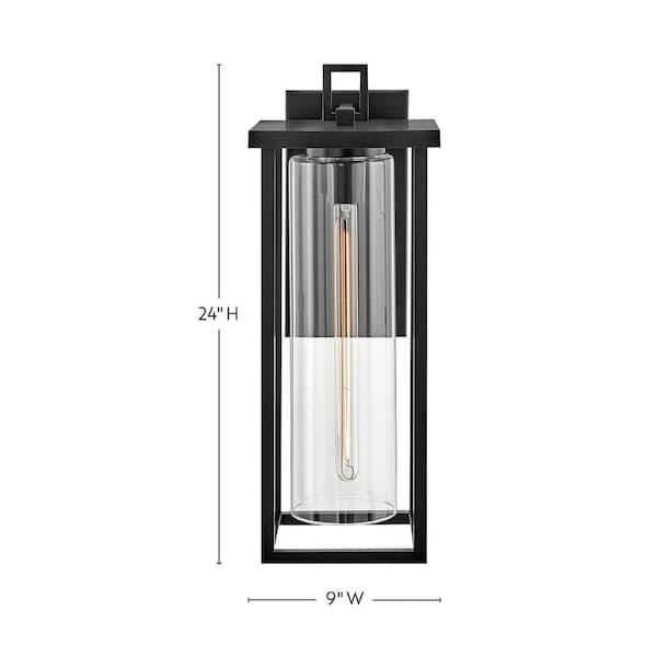 LARK - Mateo 1-Light Black Hardwired Outdoor Wall Lantern Sconce