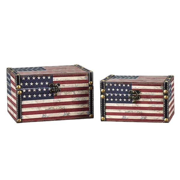 Household Essentials Red White and Blue Storage Trunk