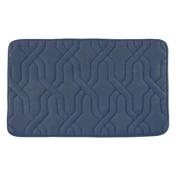 BounceComfort Drona Dusty Blue 20 in. x 32 in. Memory Foam Bath Mat