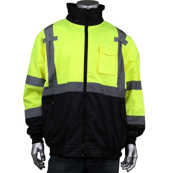 Men's Large ANSI Type R Class-3 Value Yellow and Black Bottom Bomber Jacket