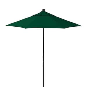 7.5 ft. Black Fiberglass Market Patio Umbrella with Manual Push Lift in Forest Green Pacifica Premium