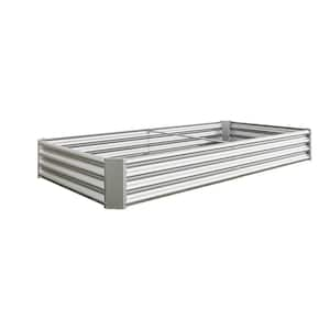 91 in. L x 45 in. W x 12 in. H Deep Raised Garden Bed, Large Oval Planter Anti-Rust Outdoor Planter for Plant, Silver