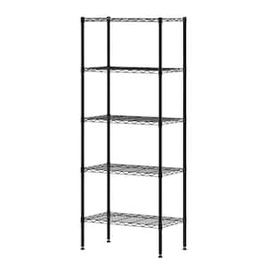 Wayar 5-Tier Metal Storage Shelf Rack in Black (24 in. W x 61 in. H x 14 in. D)