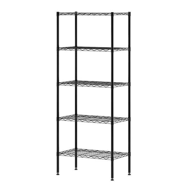 Furinno Wayar 5Tier Metal Storage Shelf Rack in Black (24 in. W x 61