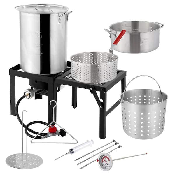 30qt. Turkey Fryer and 10qt. Fish Fryer Kit with Propane Stove and Foldable Side Table