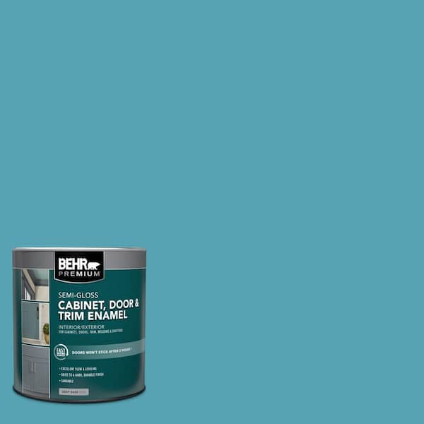 BEHR PREMIUM 1 qt. #M470-5 Explorer Blue Semi-Gloss Enamel Interior/Exterior Cabinet, Door & Trim Paint
