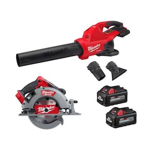 M18 FUEL Dual Battery 145 MPH 600 CFM 18V Brushless Cordless Blower w/7-1/4 in. Circular Saw, (2) 6.0 Ah Batteries