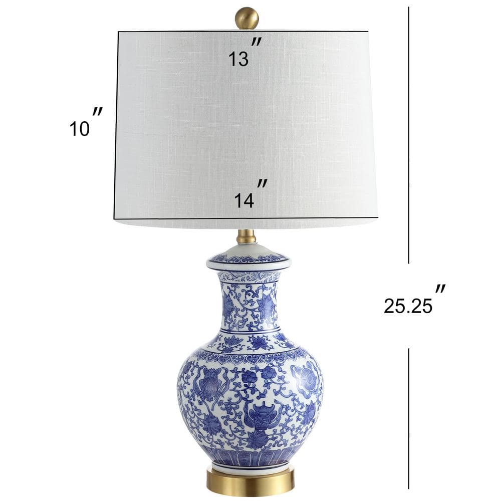Jennifer 25.25" White and Blue Ceramic Metal Table Lamp Set