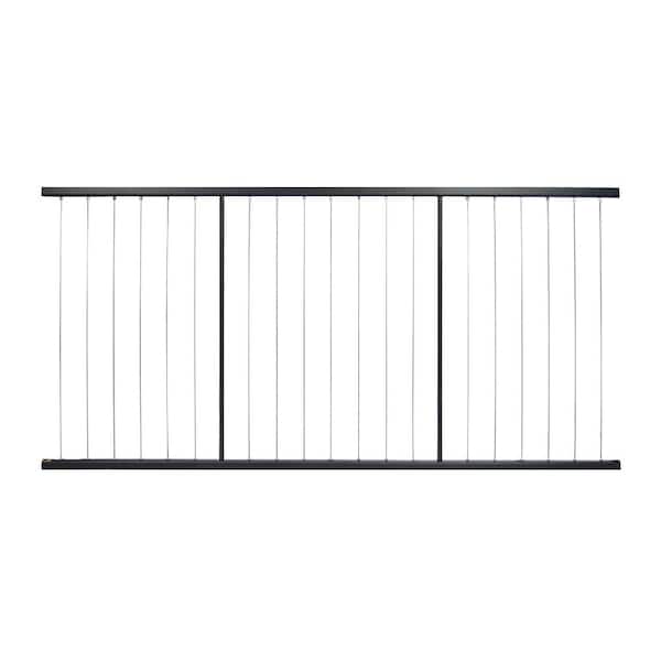 FORTRESS Fe26 Vertical Cable Rail 40 in. x 8 ft. Black Sand Steel Railing Level Panel