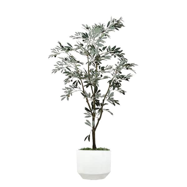 Unbranded Faux 6 ft. Green Artificial Olive Tree WH 76 in. Matte Taper