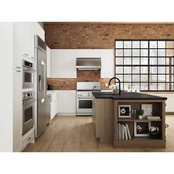 Hampton Bay Designer Series Edgeley Assembled 30x34 5x23 75 In Base Kitchen Cabinet In Driftwood B30 Eddw The Home Depot