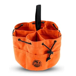 10 in. 18-PocketS Grab Tool Bag with Drawstring Closure in Rust Canvas
