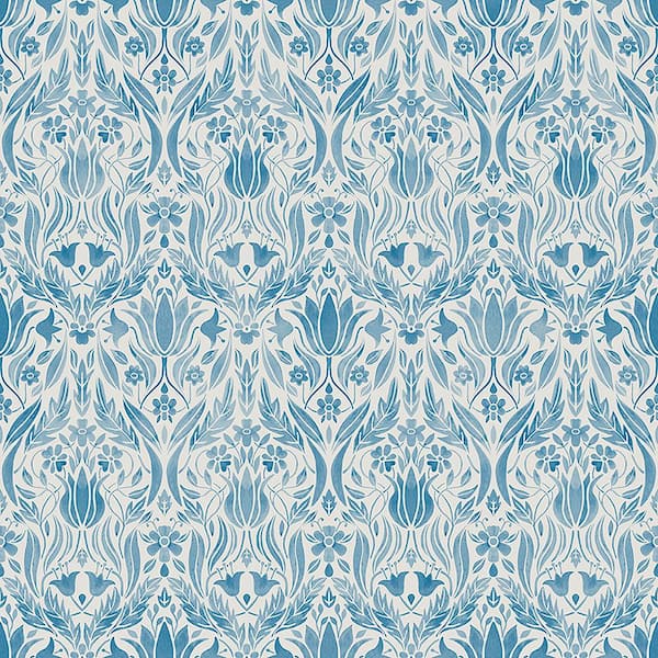 Midbec Tapeter Ludvig Blue Floral Ogee Blue Wallpaper Sample