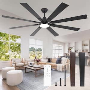 72 in. Indoor Matte Black 3-Colors LED 6-Speeds Ceiling Fan with Dual-Finish Blades and Light Kit and Remote Control