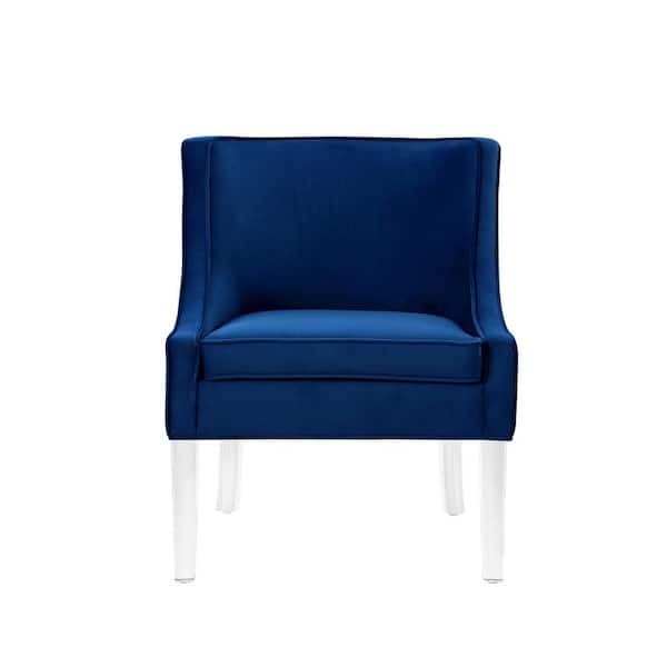 Nicole Miller Terrance Navy Velvet Accent Chair with Upholstered Armless