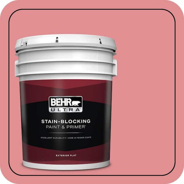 BEHR ULTRA 5 gal. #140D-4 Fresh Pink Flat Exterior Paint & Primer