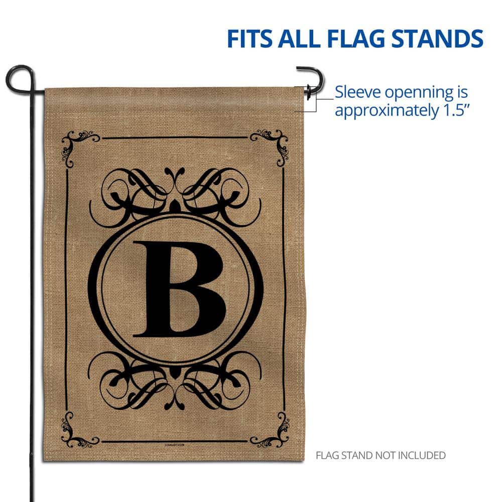 Classic Monogram Letter B Beige Polyester Garden Flag