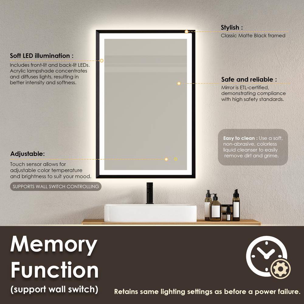 Apollo Gold Rectangular LED Vanity Mirror with Anti-Fog