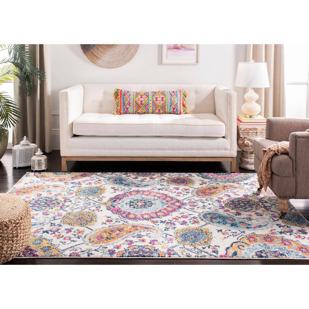 Blue and Cream 4' x 6' Hand-knotted Synthetic Area Rug