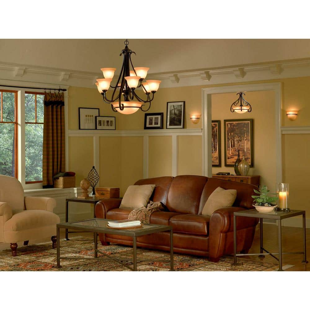 Torino 18" Bronze Semi-Flush Light with Glass Bowl