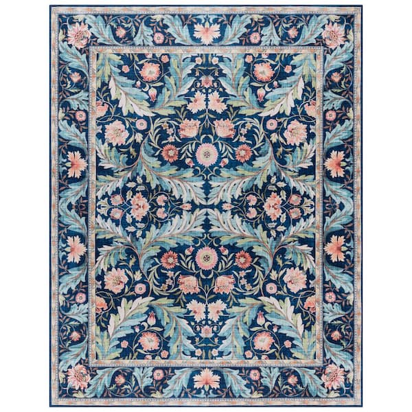 Gertmenian Crystal Print Altair Navy 8 ft. x 10 ft. Floral Digitally Printed Polyester Area Rug
