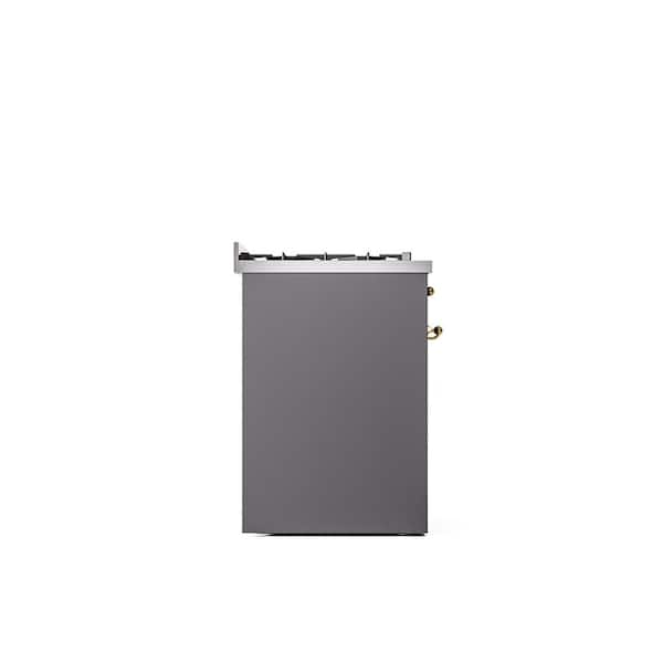 Nostalgie II 30 in. 5-Burner Freestanding Dual Fuel Range in Graphite Matte with Brass Trim