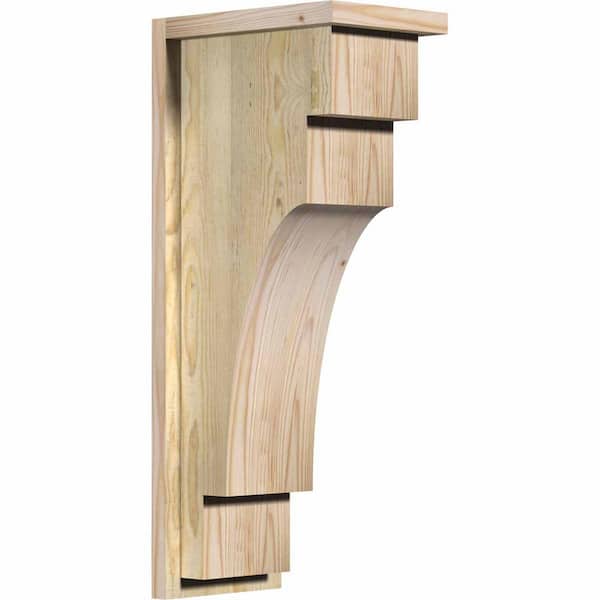 Ekena Millwork 8 in. x 12 in. x 28 in. Douglas Fir Mediterranean Rough Sawn Corbel with Backplate