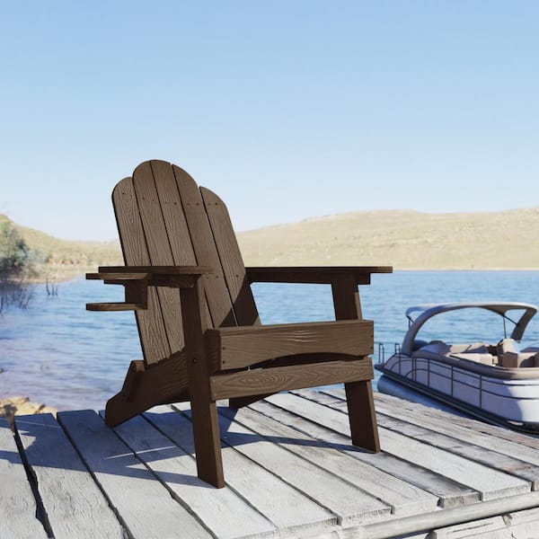 LUE BONA Dark Brown Folding Adirondack Chair Weather Resistant