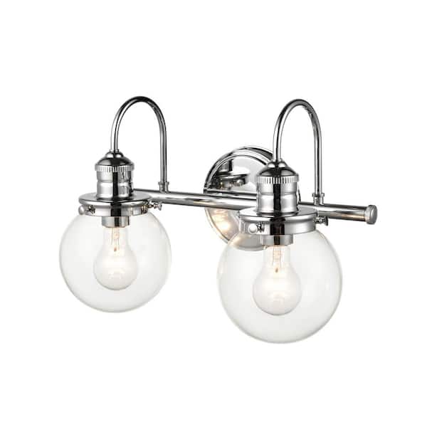 Millennium Lighting Ella 15 in. 2-Light Chrome Vanity Light with Clear Glass Shade