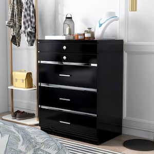 Solvang Black 5-Drawer Chest of Drawers (39.5 in. H x 29.5 in. W x 19 in. D)