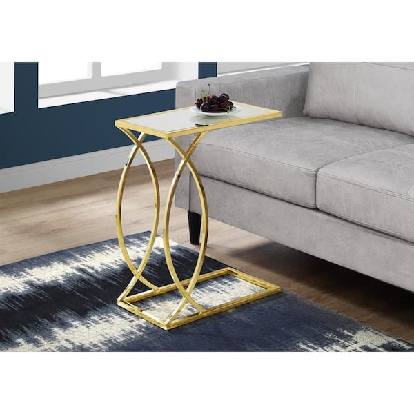 Unbranded Mirrored Accent Table with Gold Metal Base