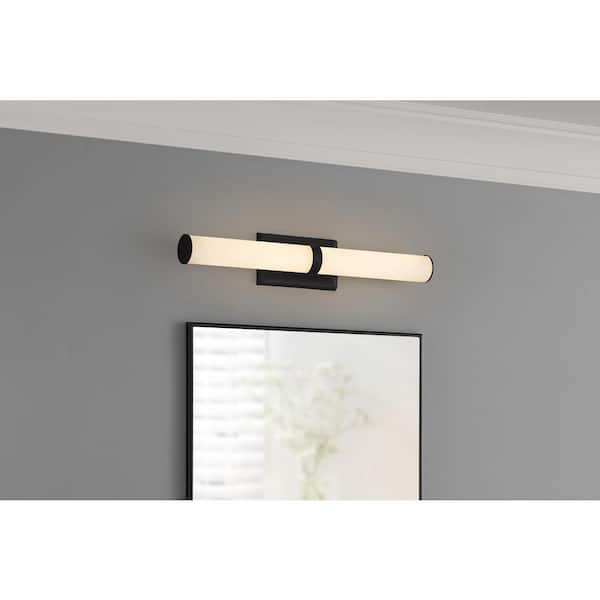 Home Decorators Collection Rolande 24 in. 1-Light Coal LED Bathroom Vanity Light Bar with Etched White Glass