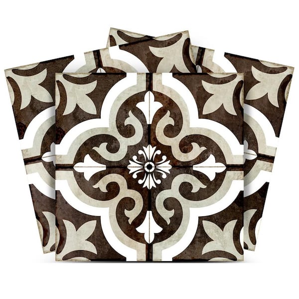 Black, White and Gray R87 4 in. x 4 in. Vinyl Peel and Stick Tile (24 Tiles, 2.67 sq. ft./pack)