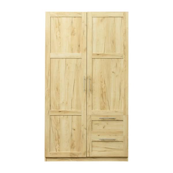 Tidoin Modern 70.87 in. H Oak Freestanding Kitchen Cabinet Accent Storage Cabinet with 2 Doors and 2 Drawers