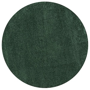 Emerald 8 ft. Round Haze Solid Low-Pile Area Rug