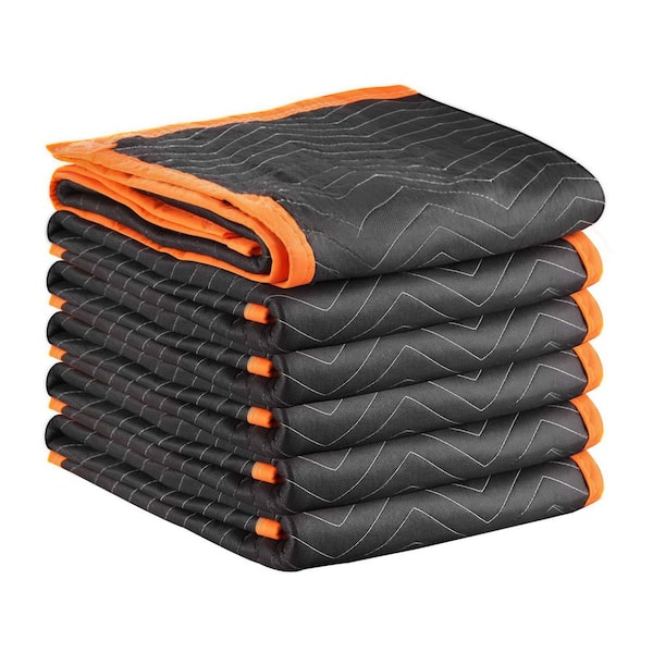 Moving Blankets 6-Piece 80 x 72 in. (35 lbs./dz.) Large Packing Blanket Heavy Duty Nonwoven Fabric Padded Moving Blanket