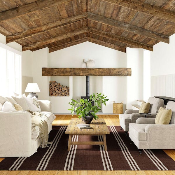Hawthorn Striped Wool Dark Brown 5 ft. x 8 ft. Indoor/Outdoor Patio Area Rug