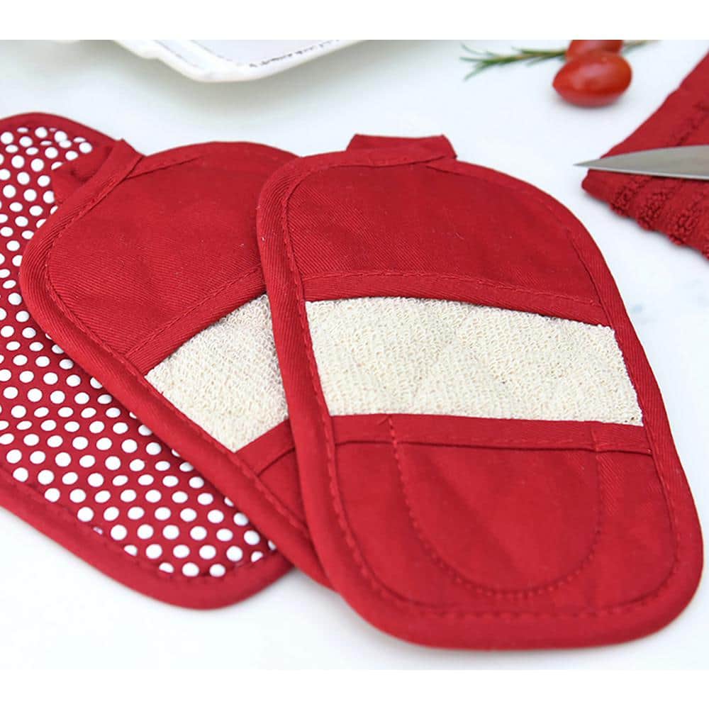 Paprika Red Cotton Canvas Pot Holder Set
