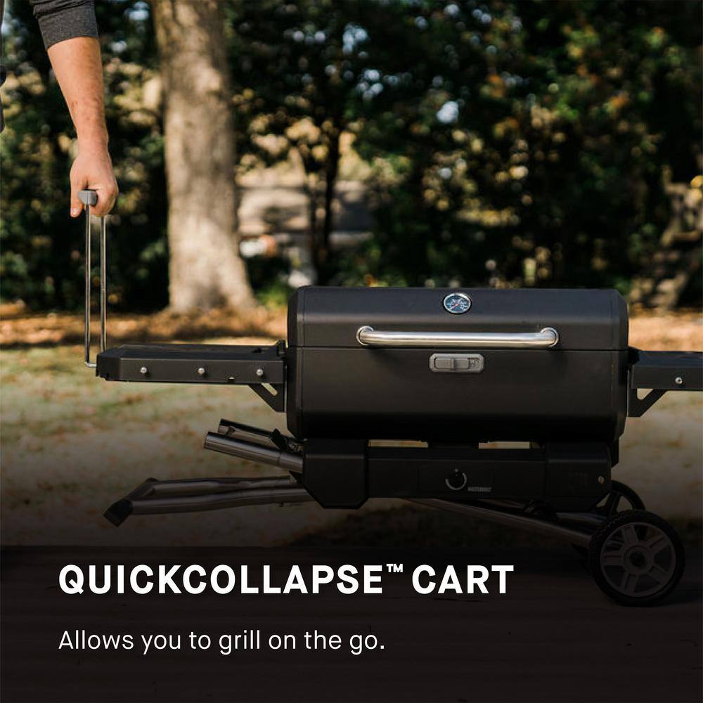 Black Portable Charcoal Grill and Smoker with Cart