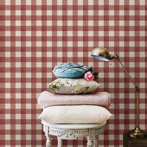 Claire Red Gingham Red Wallpaper Sample