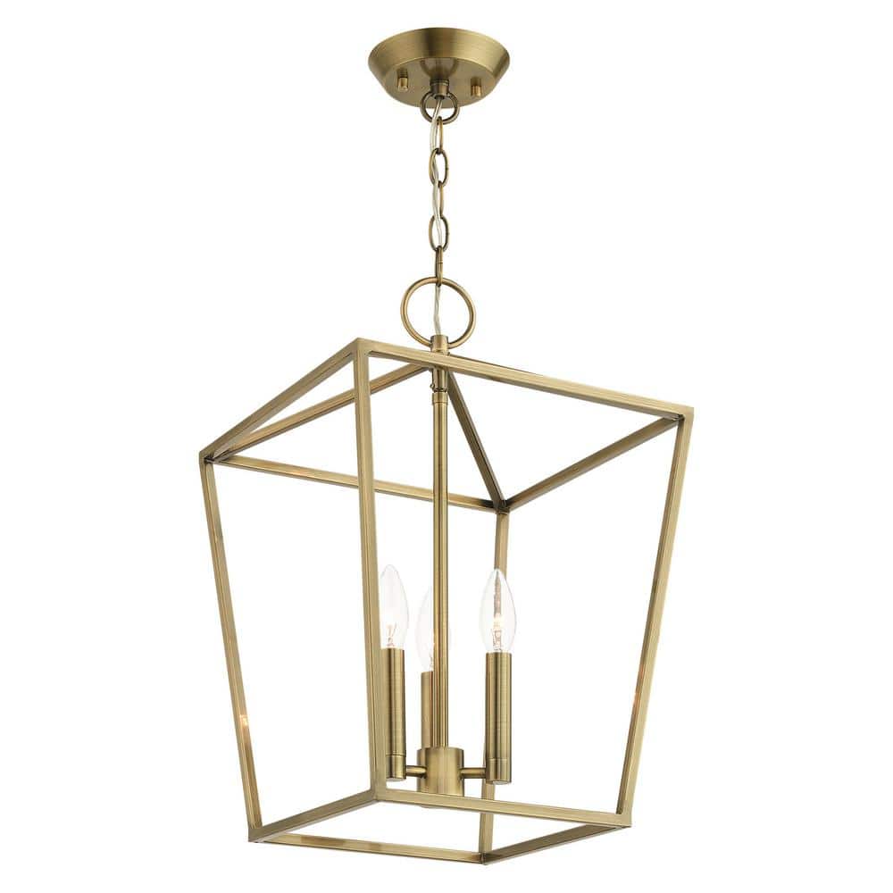 Antique Brass 3-Light Indoor/Outdoor Crystal Pendant