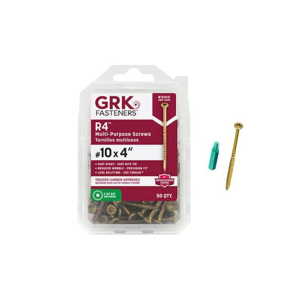 #10 x 4 in. R4 Self-Countersinking Flat-Head Multi-Purpose Screw (50 per Pack)